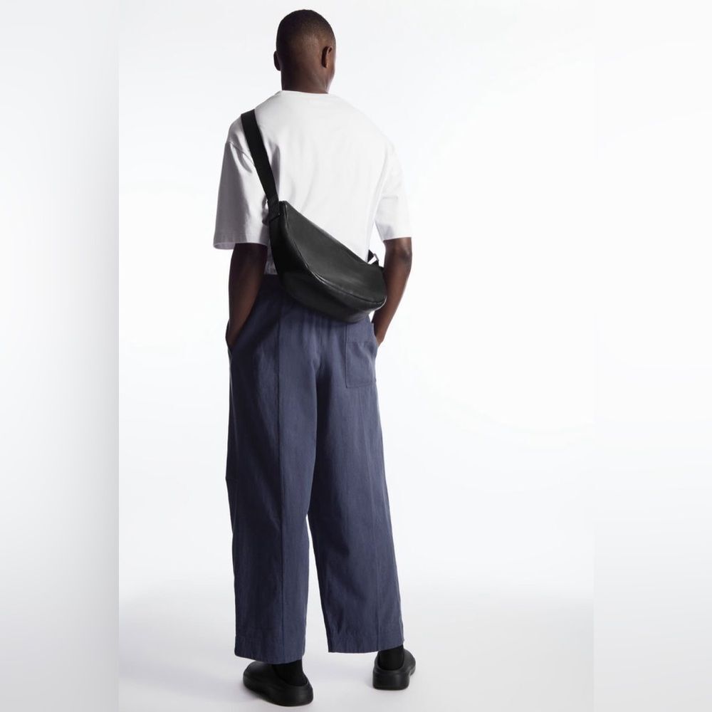 COS Men's Wide-leg Chambray Linen/Cotton French Blue Trousers Sz L - Picture 6 of 16